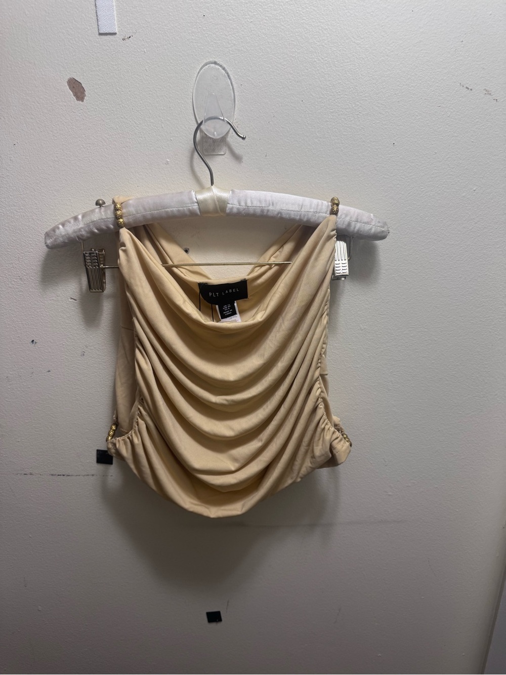 PrettyLittleThing Cream Draped Cowl Neck Camisole